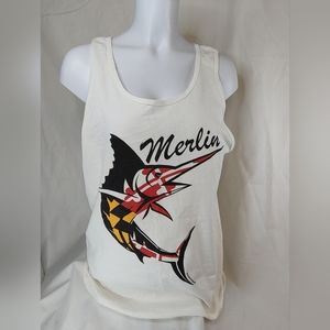 Route One Apperal Merlin White Tank Men's Md